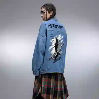 Airwalk Retro Dark Wukong Print Denim Jacket