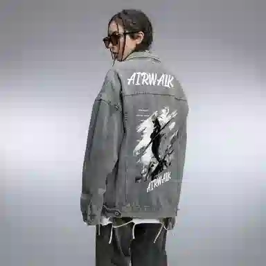 Airwalk Retro Dark Wukong Print Denim Jacket