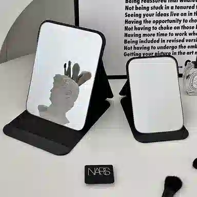 几多萌 皮质便携折叠 镜子 台式