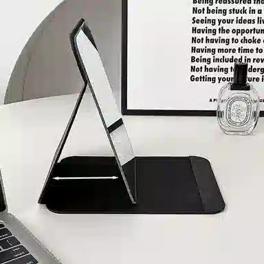 几多萌 皮质便携折叠 镜子 台式