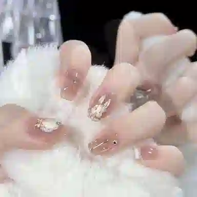 几多萌 穿戴甲假指甲贴片兔子美甲洛可可兔可拆卸  短梯粉色腮红晕染