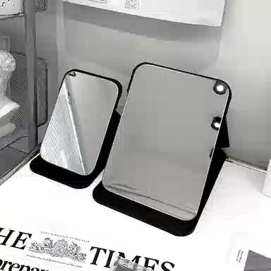 几多萌 皮质便携折叠 镜子 台式