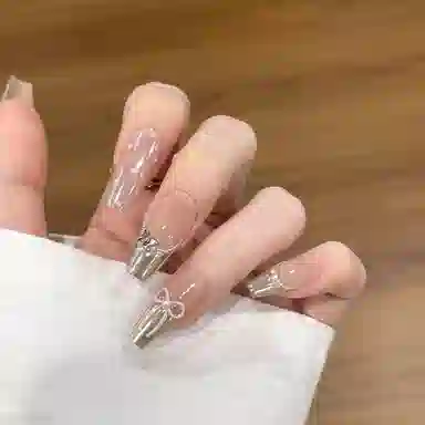 几多萌 高级魔镜法式蝴蝶波点可拆卸美甲  中梯短梯裸色跳色