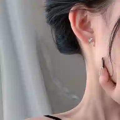 恋朵 爱心流苏 足银 耳钉 女款 银色