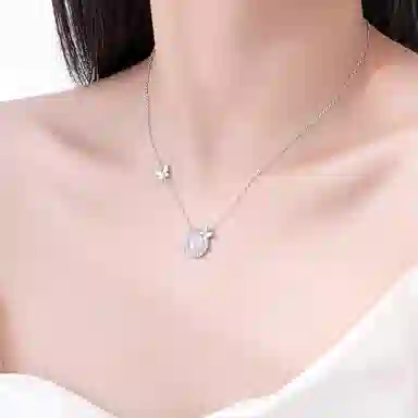 恋朵 超仙气质 幸福好运 蝶恋锁骨链 粉贝 合金 项链 女款