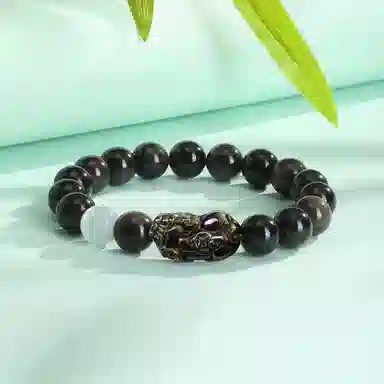 恋朵 国风潮酷 八方来财 吞金兽貔貅 黑曜石 手串 男款