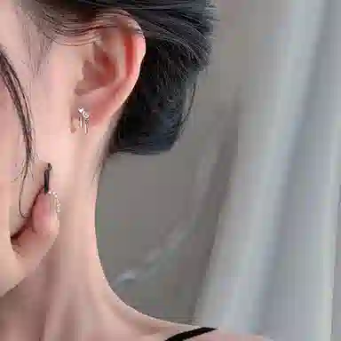 恋朵 爱心流苏 足银 耳钉 女款 银色