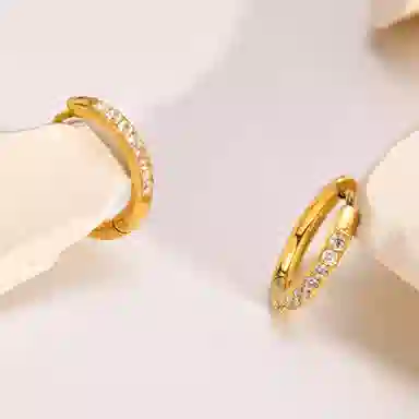 恋朵 气质 镶锆耳圈 钛钢 耳环 女款