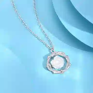 恋朵 森系时尚 荆棘玫瑰 守护 锁骨链 贝壳 项链 女款 银色好运