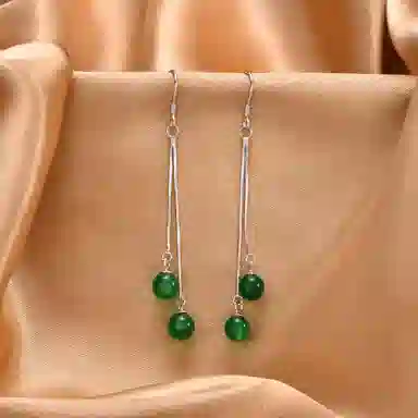 恋朵 优雅 圆珠流苏耳饰 玉髓 玉石耳环 女款