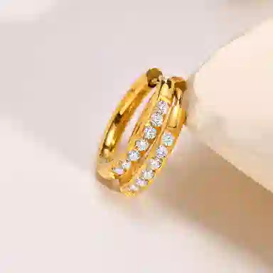 恋朵 气质 镶锆耳圈 钛钢 耳环 女款