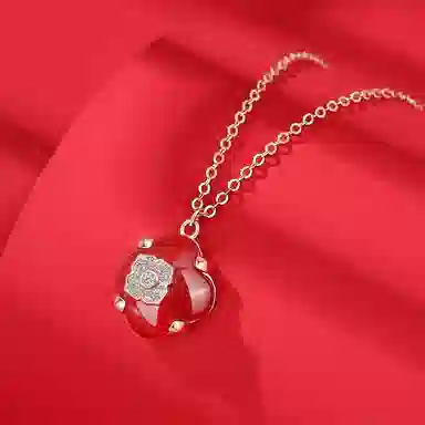 恋朵 原创设计 新中式 好事发生 鸿运 柿子 玛瑙 项链 女款