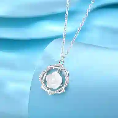 恋朵 森系时尚 荆棘玫瑰 守护 锁骨链 贝壳 项链 女款 银色好运