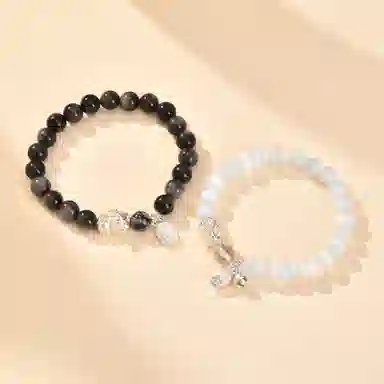 【999足银】 恋朵 八方来财 招财貔貅纳福吞金兽 转运上岸 黑曜石 手串 男女同款情侣款