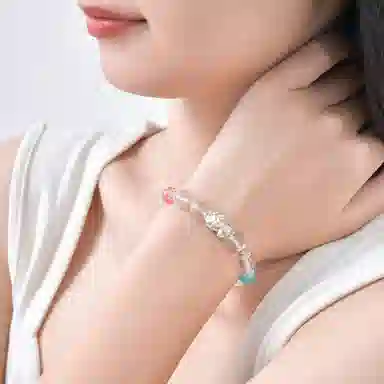 【多宝多财多福】 恋朵 时尚新中式 八方来财足银貔貅吞金兽 气质优雅#好运 白水晶 手串 女款