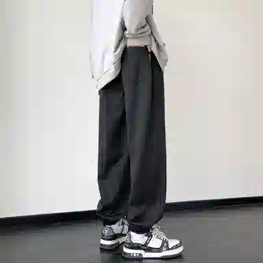 真维斯 美式复古纯色基础款松紧裤腰抽绳休闲宽松垂感百搭薄款凉感束脚高街学院风针织运动裤 男女同款
