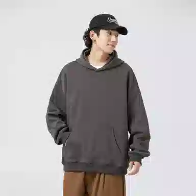 真维斯 纯色基础款美式复古宽松休闲连帽套头百搭长袖卫衣 男女同款