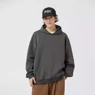 真维斯 纯色基础款美式复古宽松休闲连帽套头百搭长袖卫衣 男女同款