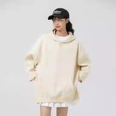 真维斯 纯色基础款美式复古宽松休闲连帽套头百搭长袖卫衣 男女同款