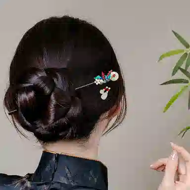 贯古今 新中式簪子古风马面裙配饰高级感汉服头饰步摇发钗 木制 发簪 女款