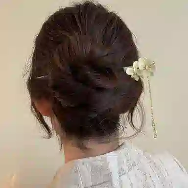 贯古今 古风汉服头饰花朵高级感流苏步摇新中式后脑勺盘发发钗簪子 木制 发簪 女款