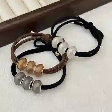 贯古今 格纹圆球高级感气质橡扎头发 尼龙 发圈 女款