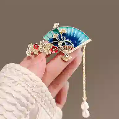 贯古今 古风扇形设计感侧边夹气质刘海夹碎发 合金 发夹 女款