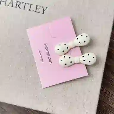 贯古今 法式黑白波点系列金属小众设计感鸭嘴夹刘海侧边夹 合金 发夹 女