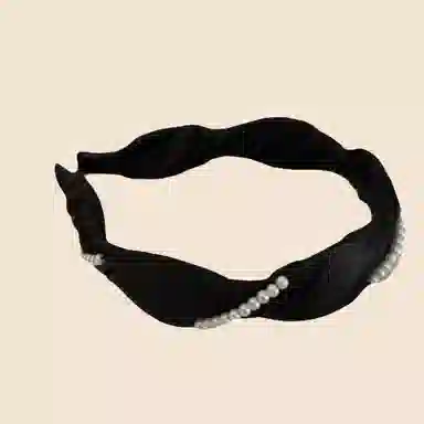 贯古今 珍珠缠绕手工女洗脸简约发卡简约头箍高级感洋气时尚防滑头饰 布艺 发箍 女款