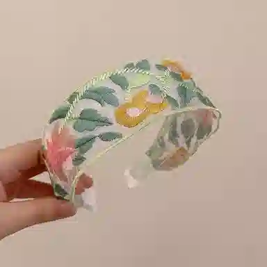 贯古今 新中式刺绣花朵高级感民族风碎花简约百搭宽边 布艺 发箍 女款