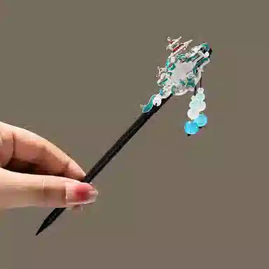 贯古今 盘发步摇宫廷古风高级感新中式流苏盘子马面裙发张发钗子头饰 木制 发簪 女款