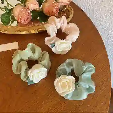 贯古今 高级感大肠玫瑰花气质甜美女个性扎马尾头绳 布艺 发圈 女款