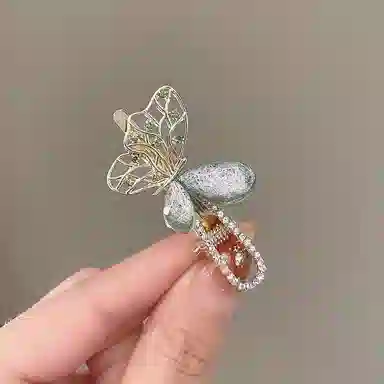 贯古今 优雅头饰品仙女侧边刘海夹前额碎发复古发卡甜美蝴蝶 合金 发夹 女款