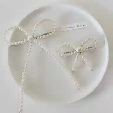 贯古今 优雅气质侧边蝴蝶结刘海头饰前额法式高级感边夹发饰潮 发夹 女款