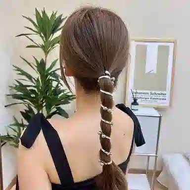 贯古今 电话线头绳日韩高马尾发圈气质泡泡辫编发神器扎马尾发饰头饰 发绳 女款