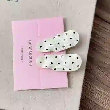 贯古今 复古黑白波点蝴蝶结气质 鸭嘴夹碎发刘海夹侧边边夹发饰品 合金 发夹 女