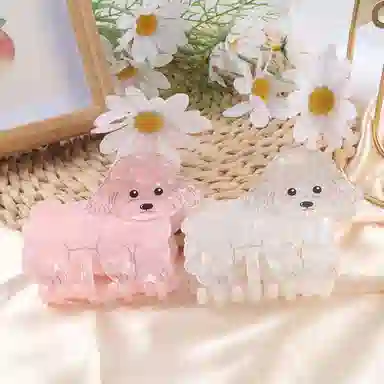 贯古今 可爱个性萌趣小狗高级感半扎马尾 亚克力 发夹 女