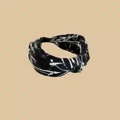 贯古今 新中式宽边水墨高级感碎花高颅顶头箍国风洗脸蝴蝶结发饰 布艺 发箍 女款