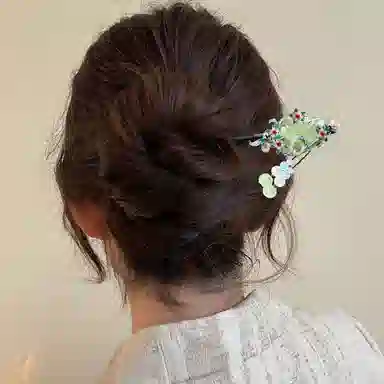 贯古今 古风黑檀木高级感新中式流苏盘子马面裙发张发钗子头饰 木制 发簪 女款