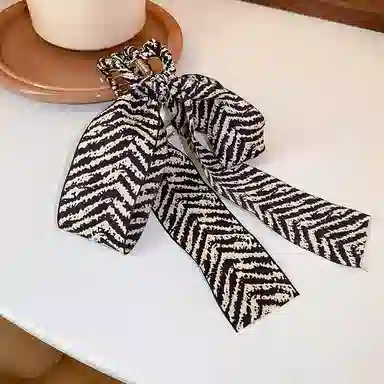 贯古今 高级感条纹蝴蝶结飘带后脑勺盘发鲨鱼夹 合金 发夹 女款