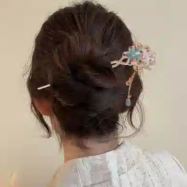 贯古今 新中式复古花卉流苏步摇精致优雅气质发钗子古风汉服旗袍发饰 合金 发簪 女款