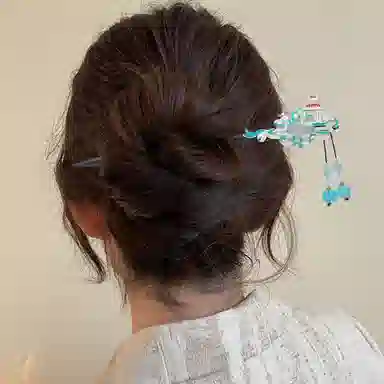 贯古今 盘发步摇宫廷古风高级感新中式流苏盘子马面裙发张发钗子头饰 木制 发簪 女款