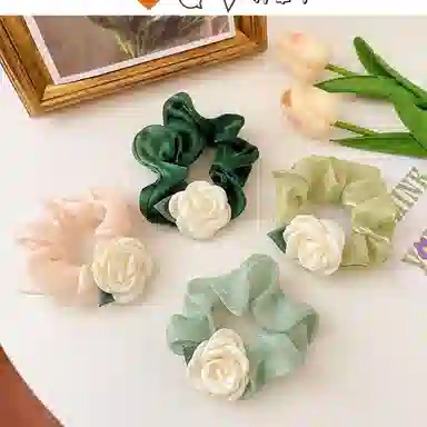 贯古今 高级感大肠玫瑰花气质甜美女个性扎马尾头绳 布艺 发圈 女款