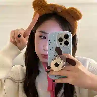 贯古今 卡通可爱小熊棕色新款秋冬毛绒洗脸高颅顶头饰防滑 布艺 发箍 女款