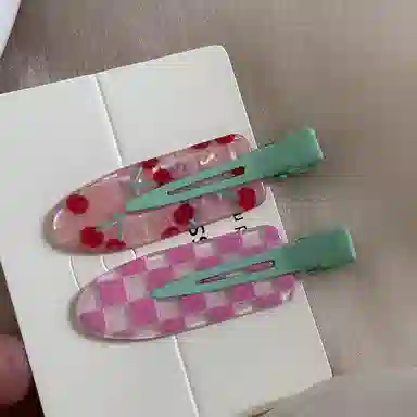 贯古今 水果系列葡萄樱桃无痕鸭嘴可爱甜美少女刘海侧边夹 发夹 女款