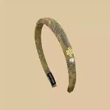 贯古今 古风中国结盘扣花朵提花刺绣海绵女生新中式精致气质窄版 布艺 发箍 女款