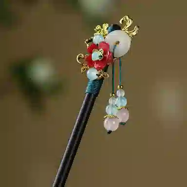 贯古今 古风步摇流苏簪子后脑勺盘发发钗简约气质汉服 木制 发簪 女款