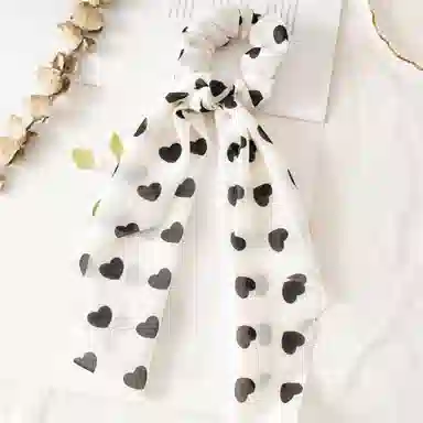 贯古今 爱心飘带发绳 可爱超仙甜美小清新日常洗脸外出头绳 布艺 发圈 女款