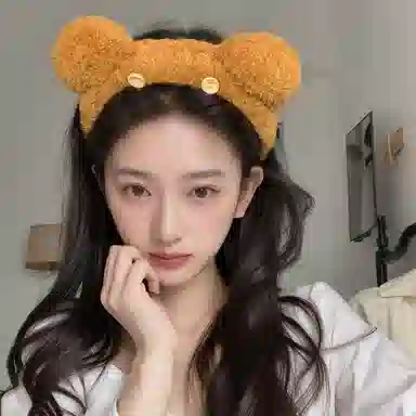 贯古今 卡通可爱小熊棕色新款秋冬毛绒洗脸高颅顶头饰防滑 布艺 发箍 女款