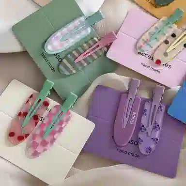 贯古今 水果系列葡萄樱桃无痕鸭嘴可爱甜美少女刘海侧边夹 发夹 女款